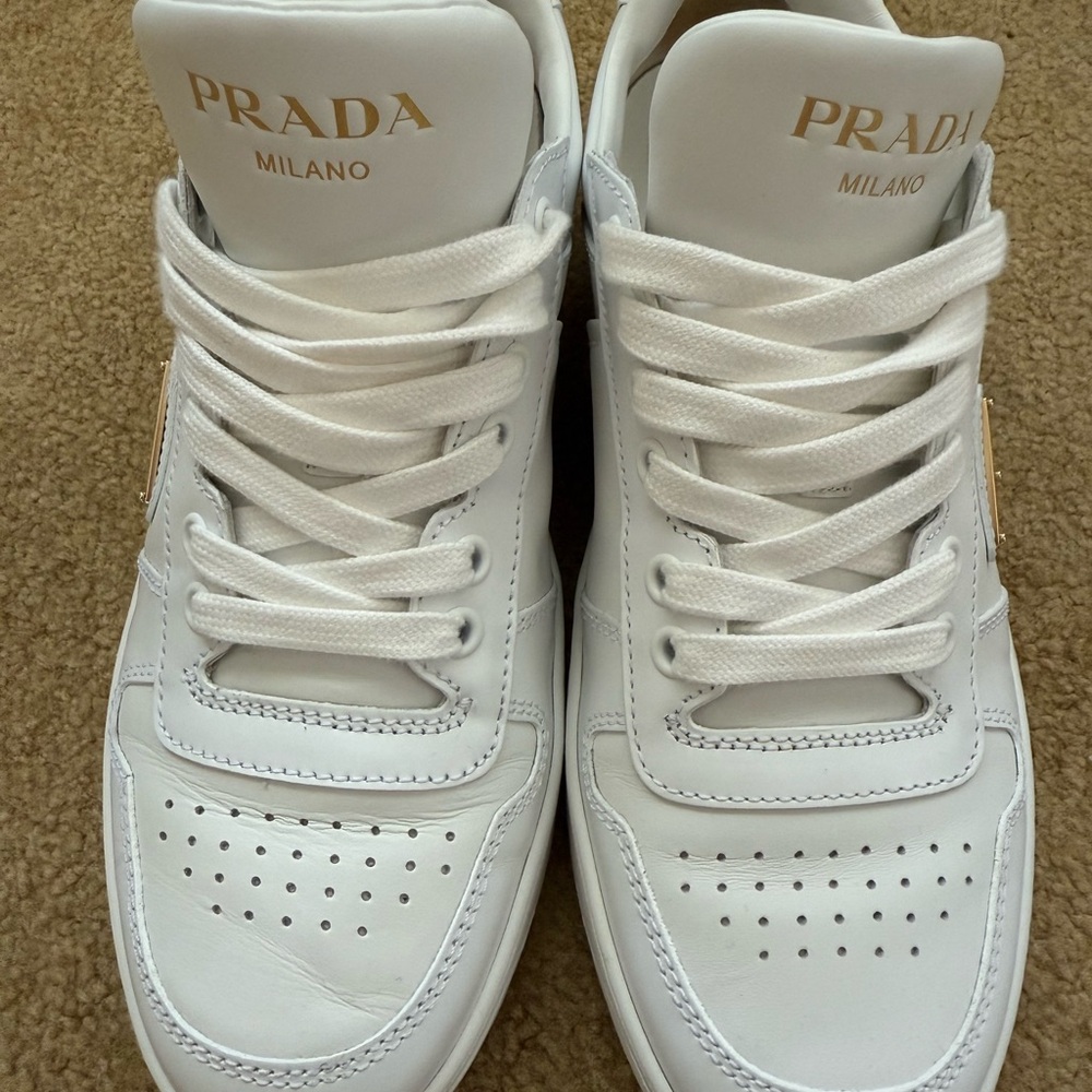 Prada White Leather Sneakers
